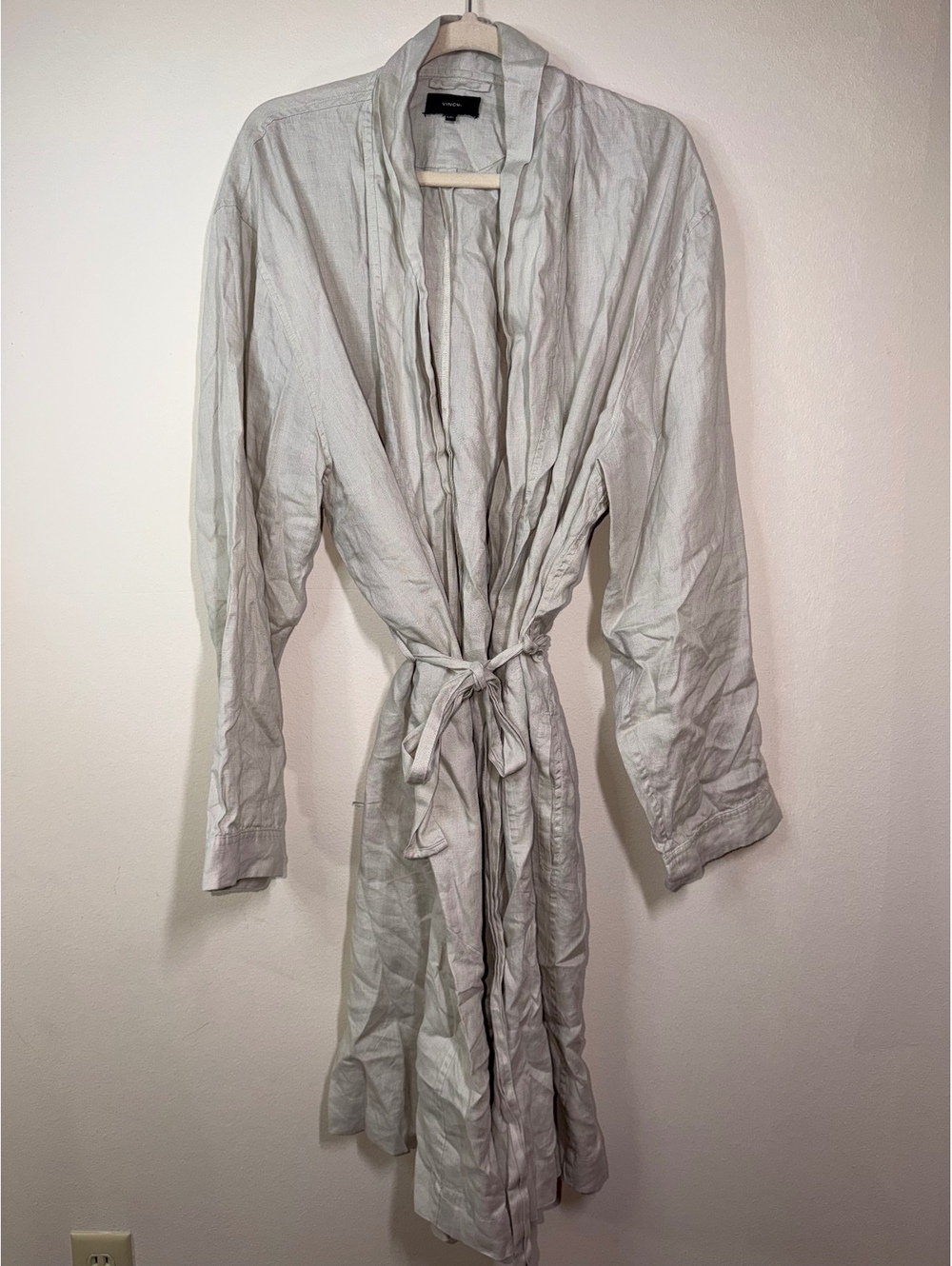 Vince 100% Linen Lightweight kimono cardigan in Light Beige L/XL